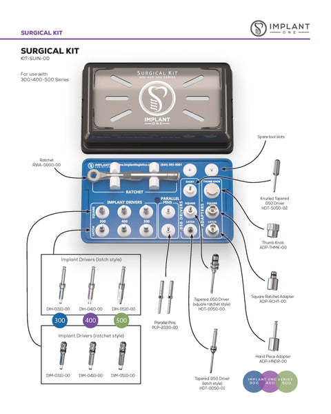 Implant One 300, 400, 500 Series Surgical Kit