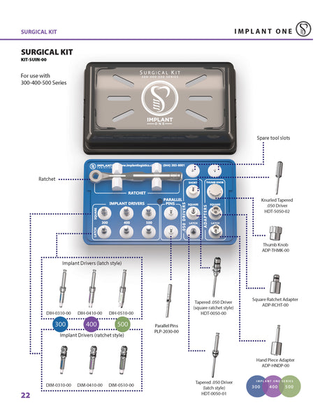 Implant One 300, 400, 500 Series Surgical Kit